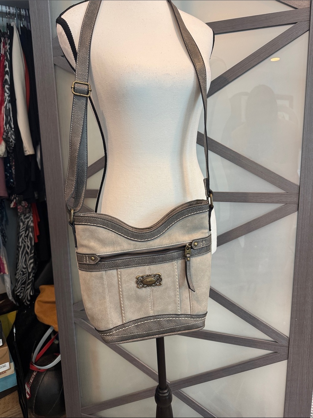 boc Gray Crossbody Bag with Adjustable Strap